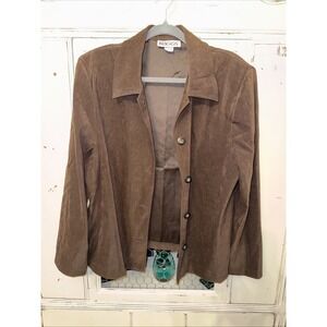 Briggs Size 1x Brown‎ Suede Long-Sleeve Button-Up Jacket